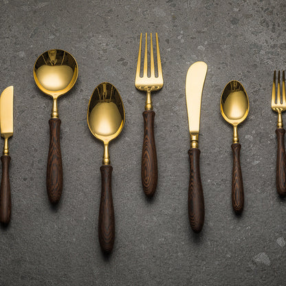 Golden Wenge Wooden Handled Stainless Steel Cutlery