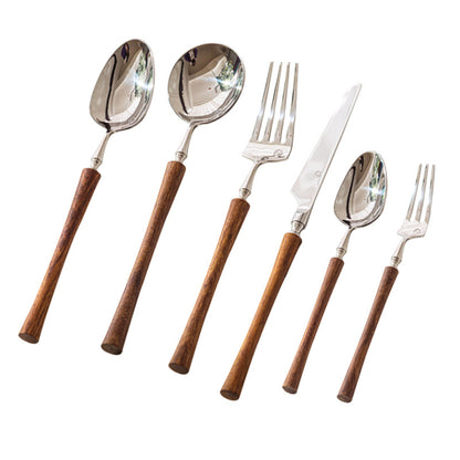 Rosewood Handled Golden Stainless Steel Cutlery Restaurant & Hotel Tableware Sets